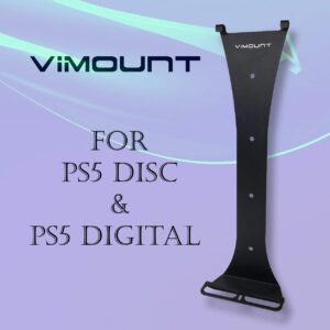 ViMount Wall Mount Metal Holder Compatible with Playstation 5 Disc and PS5 Digital in Black Color