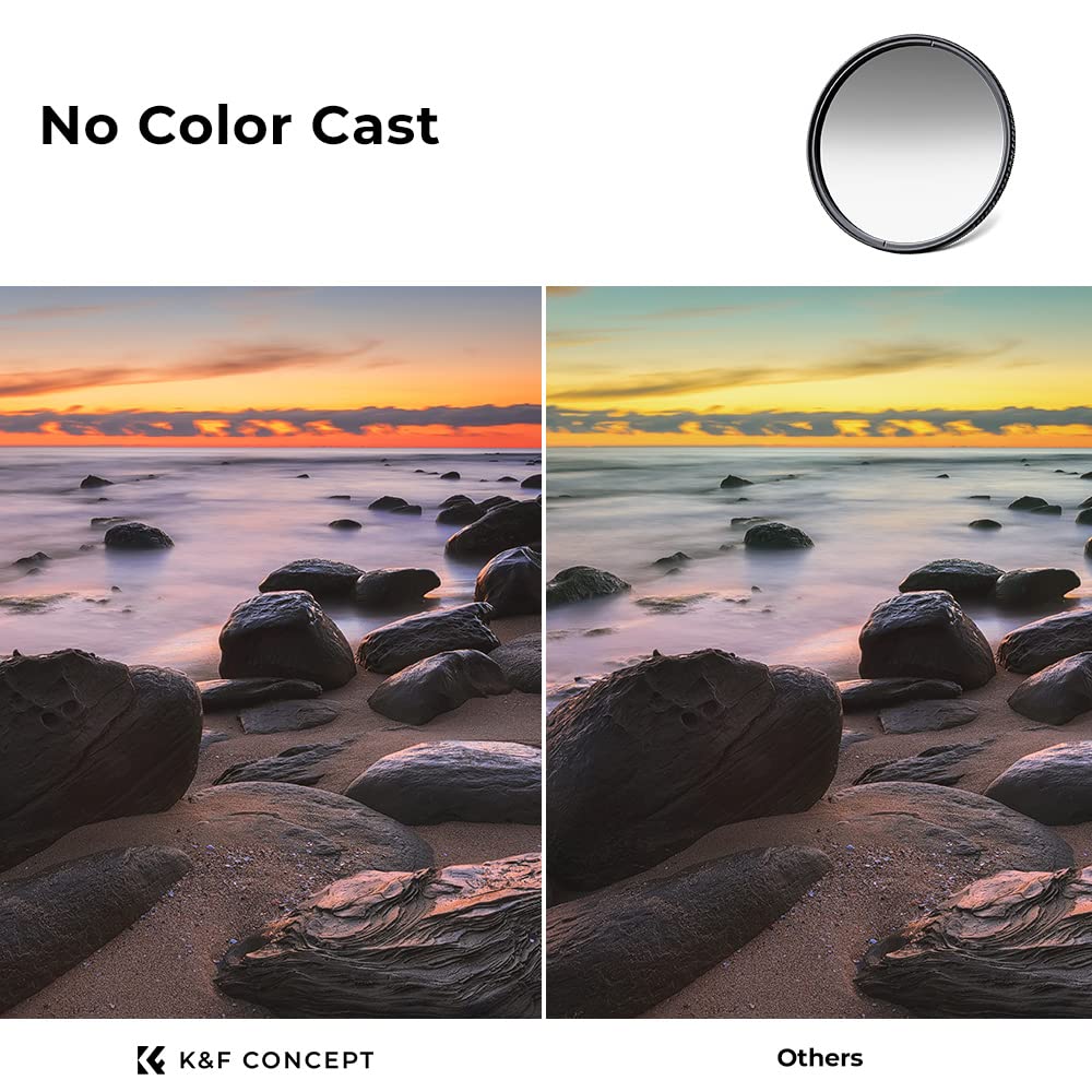 K&F Concept 77mm Soft GND8 (3 Stop) Lens Filter Soft Graduated Neutral Density Filter with 28 Multi-Layer Coatings for Camera Lens (Nano-X Series)