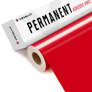 Red Permanent Vinyl Roll - 12" x 50 FT Matte Red Vinyl for Cricut, Silhouette, Cameo Cutters, Adhesive Vinyl Roll for Signs, Scrapbooking