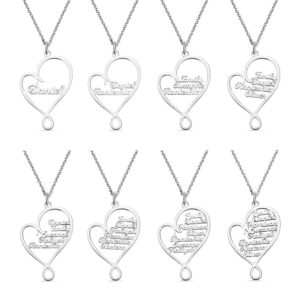 AILIN Hug Heart Name Necklace 925 Sterling Silver/Stainless Steel Custom 1-8 Name Pendant Mothers Days Jewelry Anniversary Birthday Gifts For Mom Grandma Wife