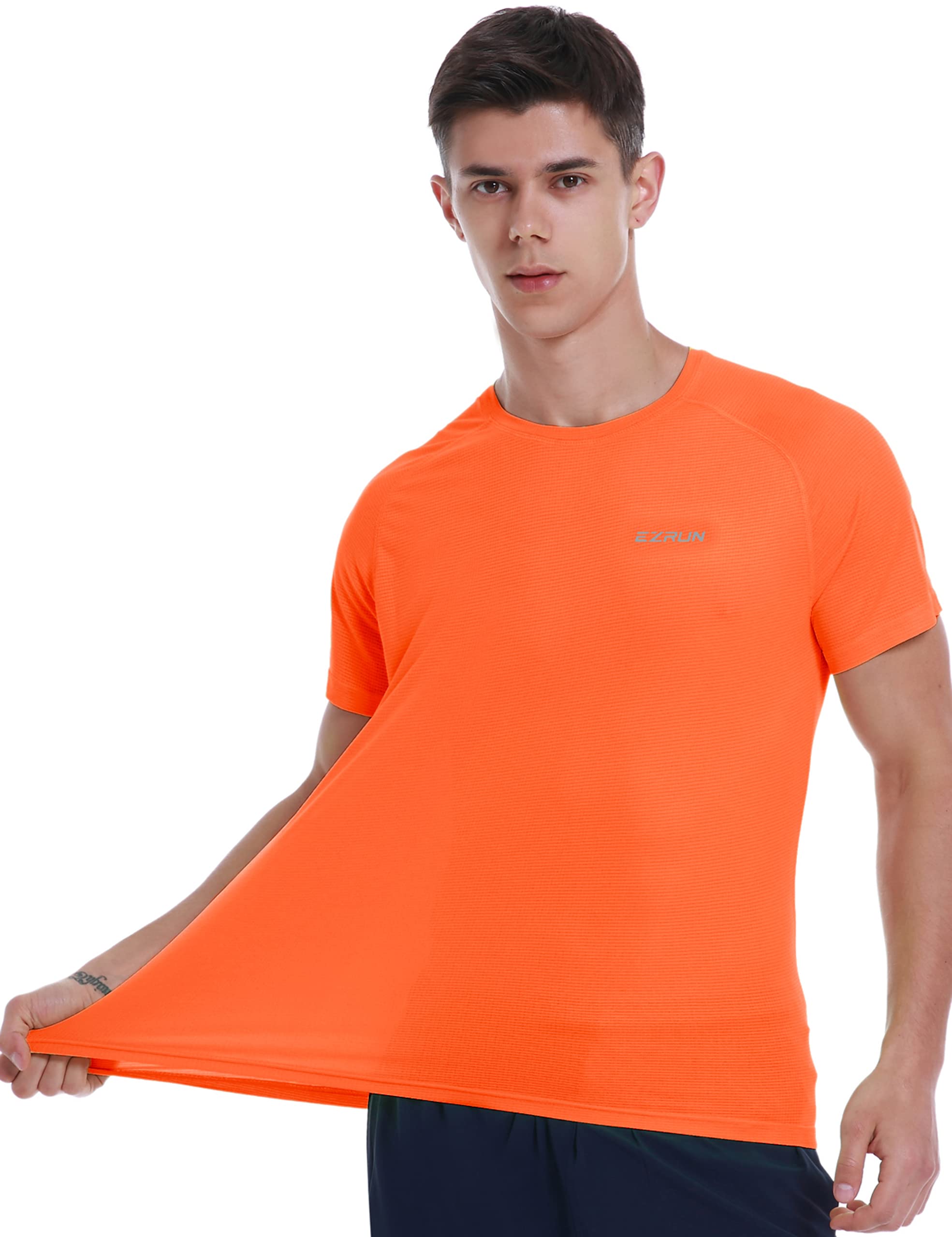 Men's Dry Fit Moisture Wicking Athletic T-Shirt Short Sleeve Workout Running Shirts for Men(Orange,XL)