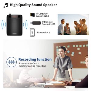 Voice Amplifier, Portable Microphone Speaker, Teacher Classroom Microphone, Bluetooth Headset Microphone Amplifier for Meeting Tour Guides