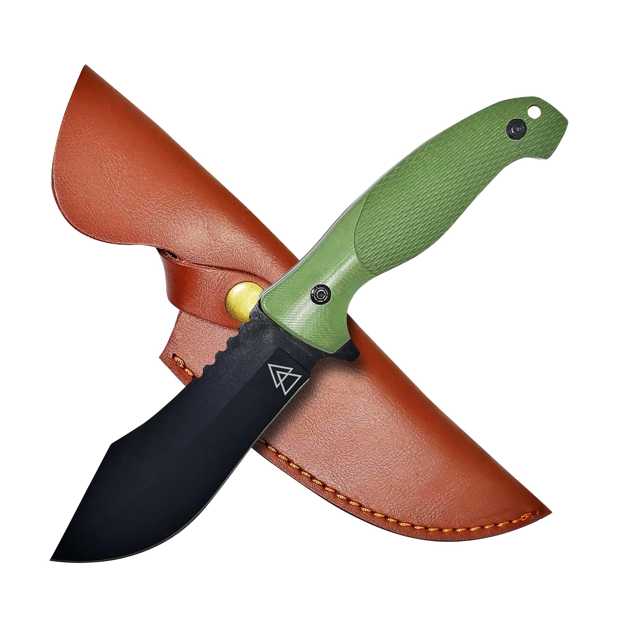 Bushcraft Knife Full Tang with Sheath, 10.2" Fixed Blade Survival Knife with 440C Hardened Stainless Steel, Leather Sheath Included by Kratos - ZFS5