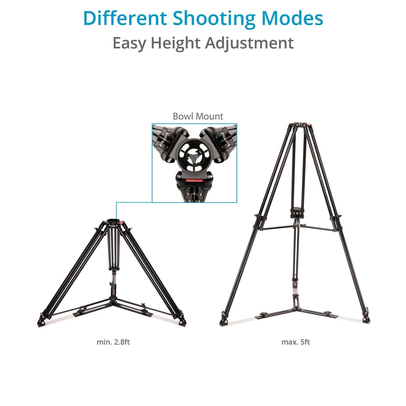 Proaim 100mm Camera Tripod Stand with Aluminum Spreader. Payload of up to 80kg / 176lb. (CST-100-01)