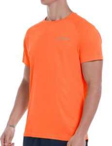 men's dry fit moisture wicking athletic t-shirt short sleeve workout running shirts for men(orange,xl)