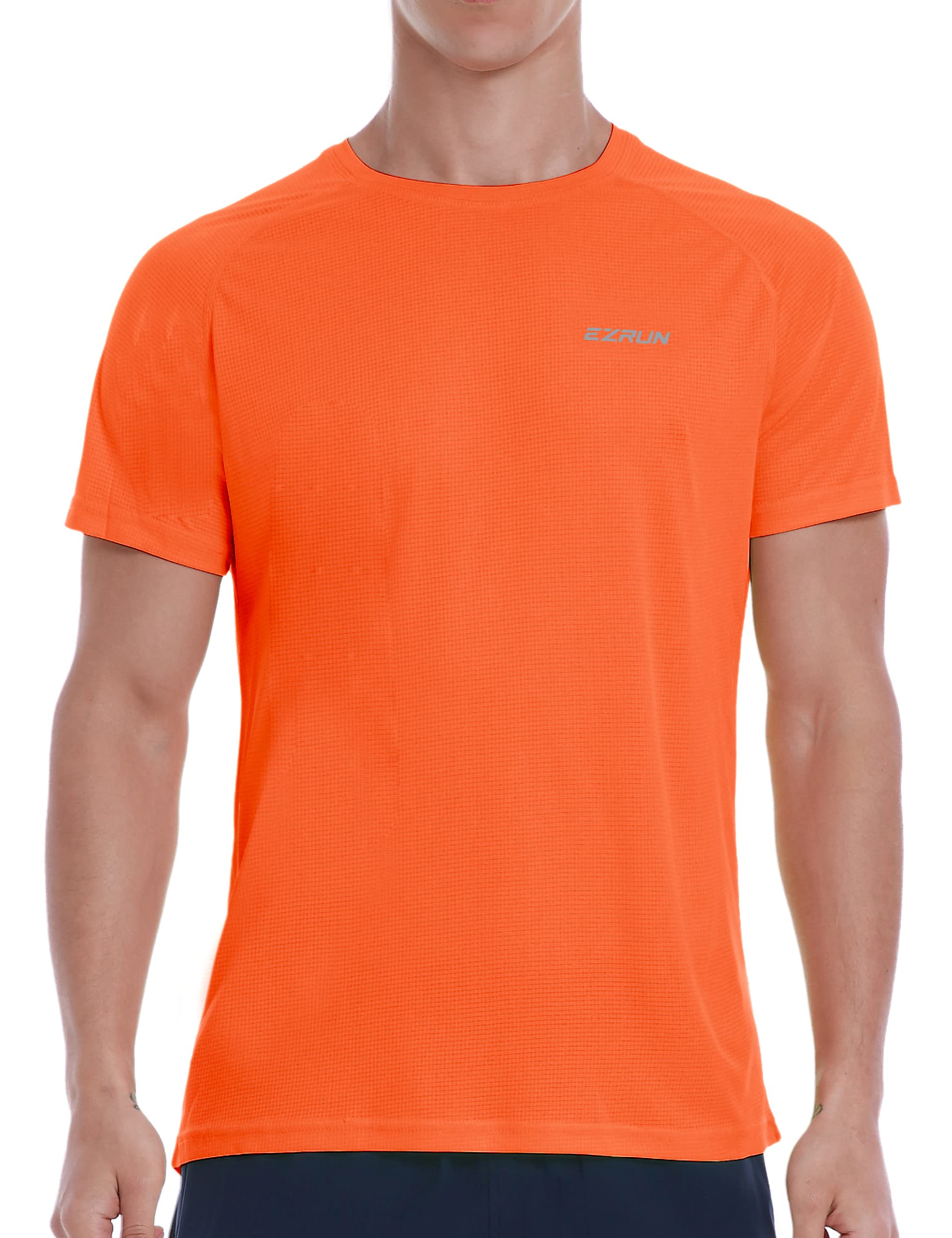 Men's Dry Fit Moisture Wicking Athletic T-Shirt Short Sleeve Workout Running Shirts for Men(Orange,XL)