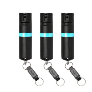 pom pepper spray flip top keychain - maximum strength oc spray self defenes - 25 bursts, 10ft range - accurate stream pattern