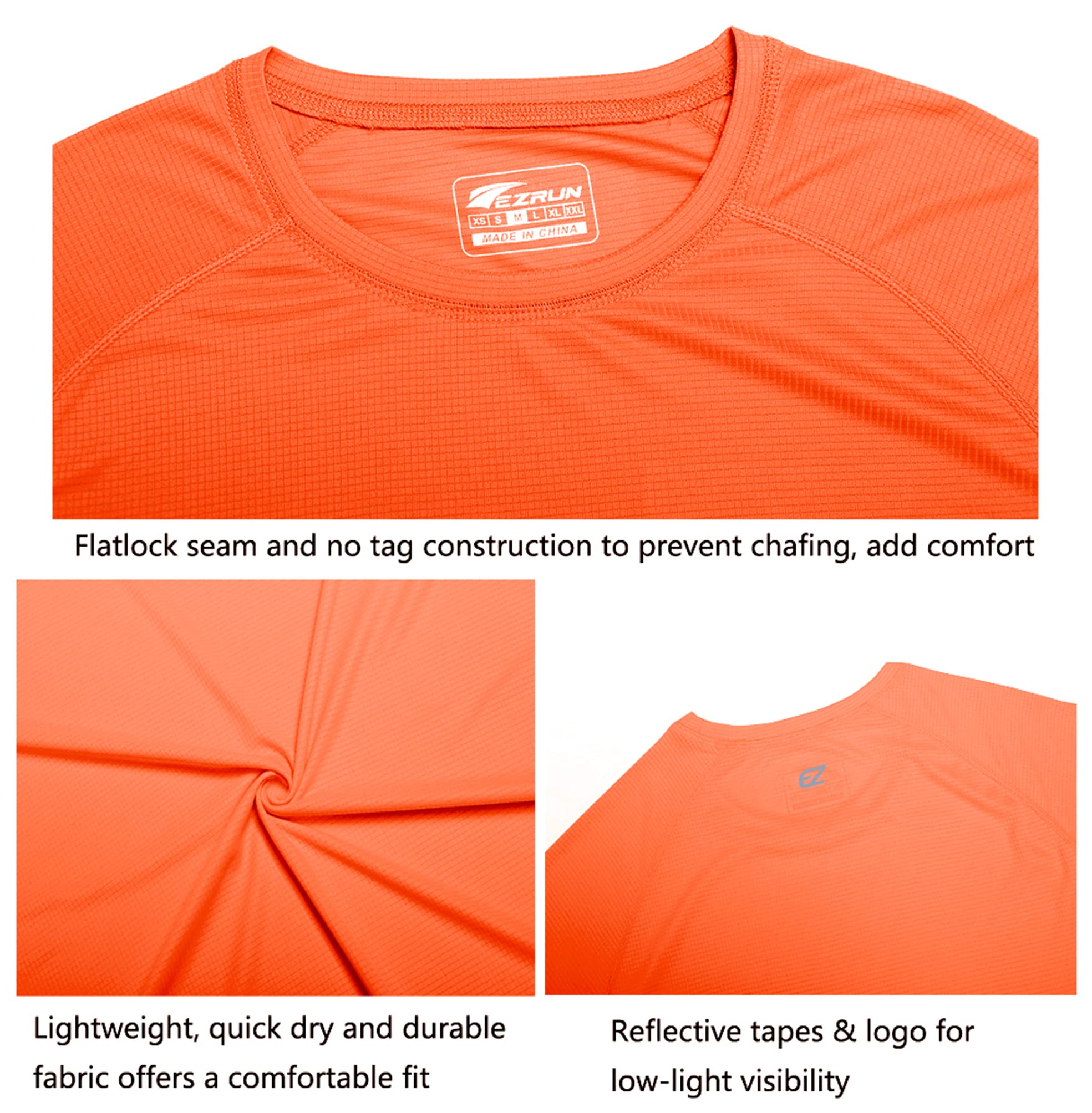 Men's Dry Fit Moisture Wicking Athletic T-Shirt Short Sleeve Workout Running Shirts for Men(Orange,XL)