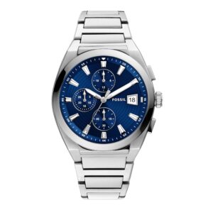 fossil men's everett quartz stainless steel chronograph watch, color: silver (model: fs5795)