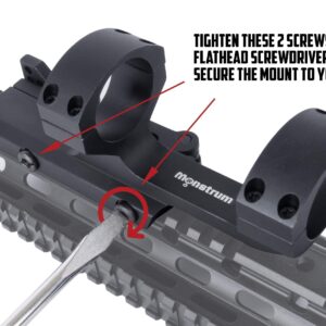 Monstrum 3-9x32 Rifle Scope with Rangefinder Reticle and Medium Profile Scope Rings | ZR252 Quick Release Scope Mount | Bundle