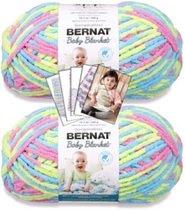 bernat baby blanket yarn - big ball (10.5 oz) - 2 pack with pattern cards in color (jelly beans)