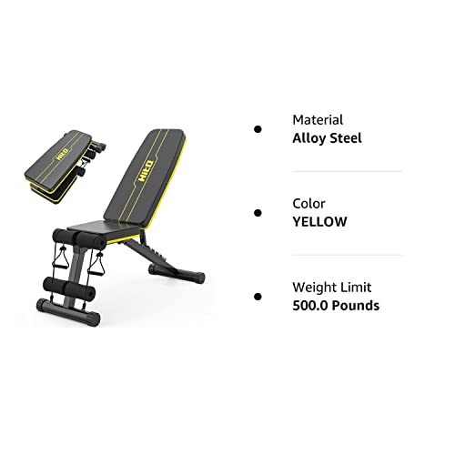 HITOSPORT Weight Bench, Adjustable Weight Bench, Strength Training Benches For Full Body Workout & Home Gym with Resistance Bands