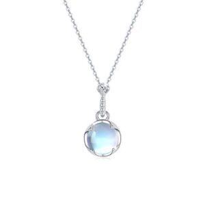 CUOKA MIRACLE Moonstone Necklace Choker Necklace for Women 925 Sterling Silver Simple Elegant Moonstone Necklace Rainbow Synthetic Moonstone Jewelry Birthday Gift for Women