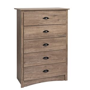 Prepac Salt Spring 5-Drawer Chest, Drifted Gray & Salt Spring 6 Drawer Dresser, Drifted Gray