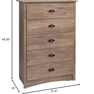 Prepac Salt Spring 5-Drawer Chest, Drifted Gray & Salt Spring 6 Drawer Dresser, Drifted Gray