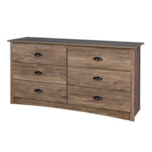 Prepac Salt Spring 5-Drawer Chest, Drifted Gray & Salt Spring 6 Drawer Dresser, Drifted Gray