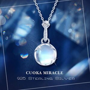 CUOKA MIRACLE Moonstone Necklace Choker Necklace for Women 925 Sterling Silver Simple Elegant Moonstone Necklace Rainbow Synthetic Moonstone Jewelry Birthday Gift for Women