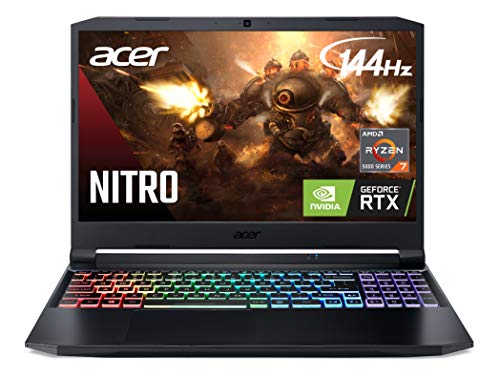 Acer Nitro 5 AN515-45-R92M Gaming, AMD Ryzen 7 5800H (8-Core) | NVIDIA GeForce RTX 3060 Laptop GPU |15.6" FHD 144Hz IPS Display | 16GB DDR4 | 512GB NVMe SSD | WiFi 6 | RGB Backlit Keyboard