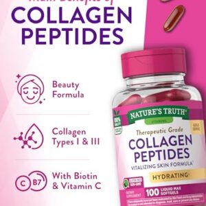 Nature's Truth Collagen Beauty Supplement | 100 Liquid Max Softgels | Non-GMO & Gluten Free Pills | Hydrating Formula