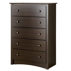 Prepac Astrid 6 Drawer Tall Chest, Espresso & Fremont 5 Drawer Chest, Espresso Brown