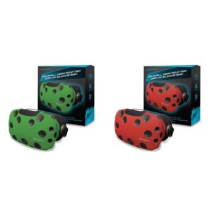 hyperkin gelshell headset silicone skin for htc vive (green) & gelshell headset silicone skin for htc vive (red)