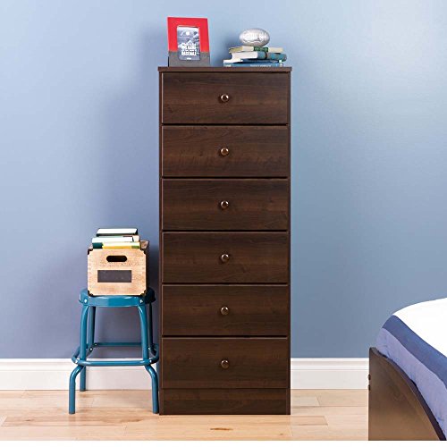 Prepac Astrid 6 Drawer Tall Chest, Espresso & Fremont 5 Drawer Chest, Espresso Brown