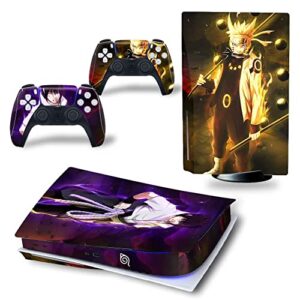 the console wrap compatible with ps5 console skin and controller skins set, skin wrap decal sticker disk edition, leaf shinobi decal kit