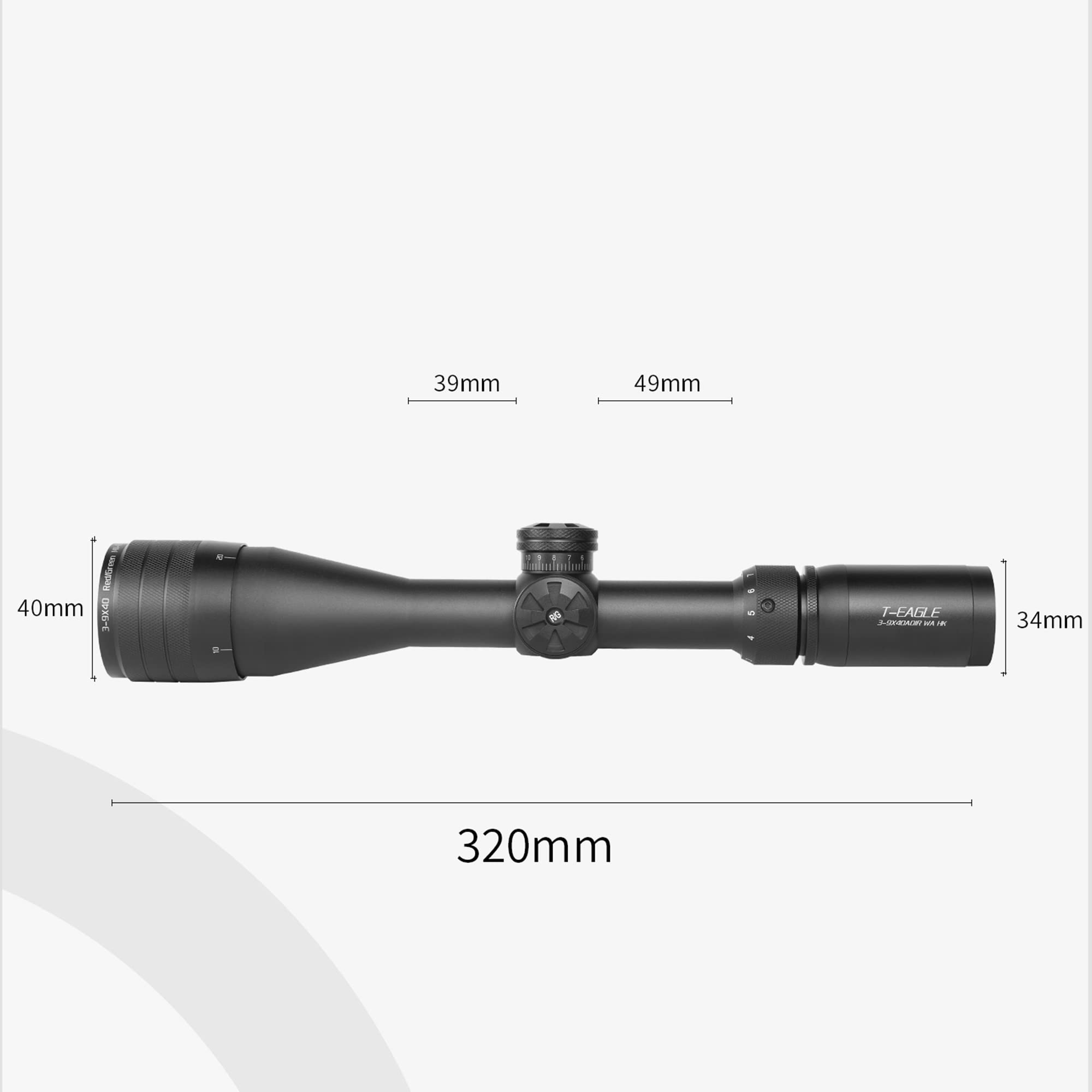 T-EAGLE Optics SR 3-9x40 AO IR Hunting Rifle Scopes Second Focal Plane Long Eye Relief Riflescopes 1” Main Tube