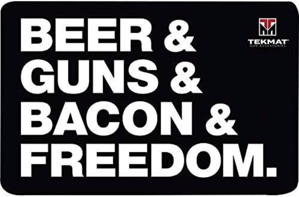 Tekmat 17" Beer & Guns & Bacon & Freedom Gun Cleaning Mat, Durable, Protects Your Weapon and Cleaning Area, Multicolor, One Size (TEK-17-BGBF)