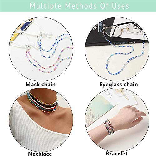 5 Pack Multifunction Glasses Lanyard,Premium Beaded Eyeglass Necklace Chain Cord, Eyeglass Beaded Chains and Cords, Comfortable and Convenient, Suitable for Women, Kids, Elderly