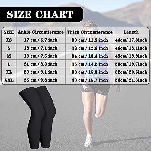 Skylety Compression Leg Sleeve Full Length Leg Sleeves Sports Cycling Leg Sleeves for Men Women, Running, Basketball (4 Pieces,Black and White,L)