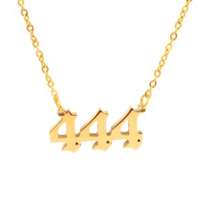 hutinice angel number necklace, 444 necklace gold dainty choker lucky numbers pendant numerology minimalist women jewelry (444-gold)