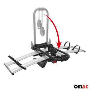 OMAC Auto Accessories Foldable Bike Rack Hitch Mounted | 2 Bicycle Carrier Racks Adjustable Hitches Suitable for Electric Bikes and Fat Bikes