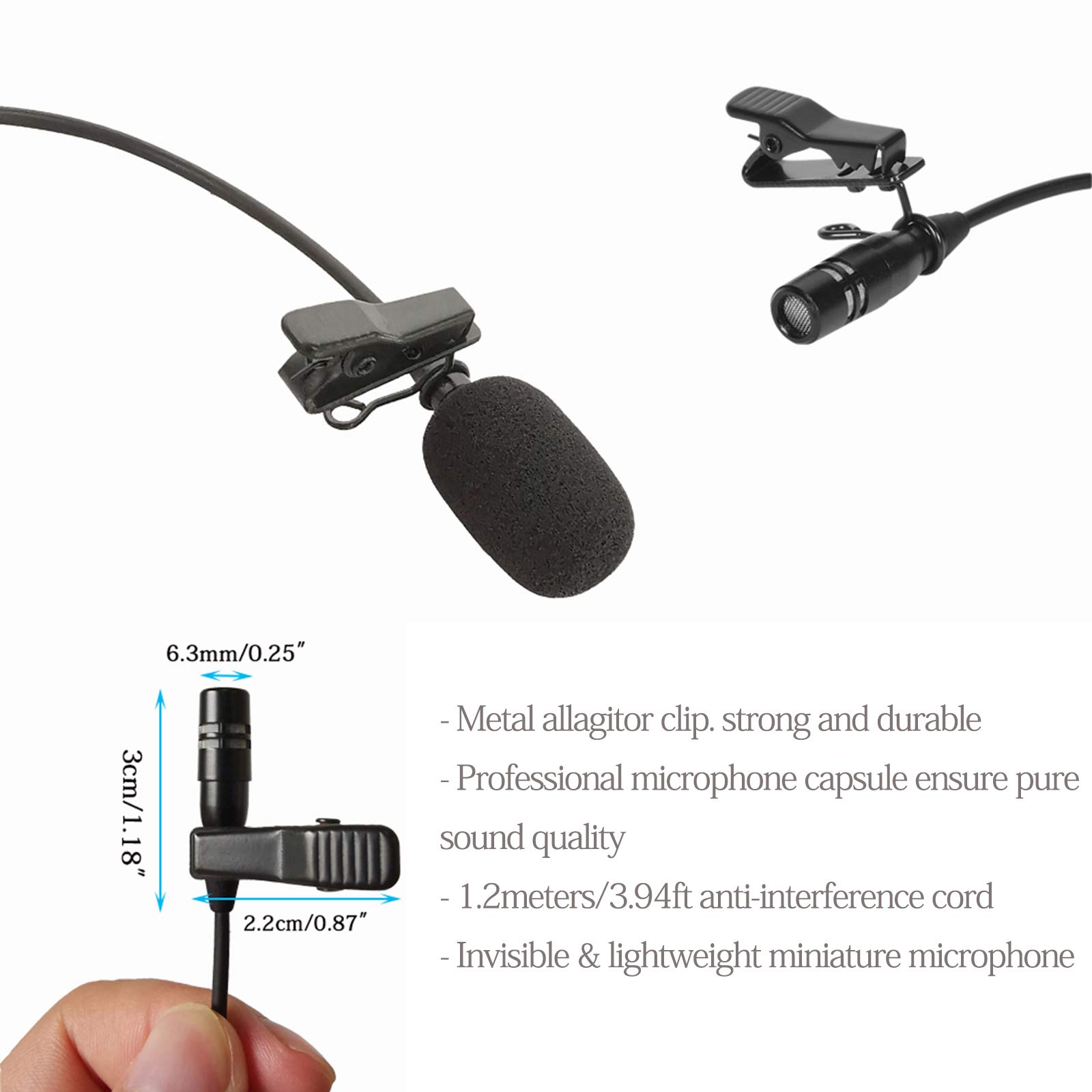 Sujeetec Lavalier Microphone Lapel Microphone Compatible with Shure Wireless Transmitter - Unidirectional Condenser Mic - Mini XLR TA4F Plug