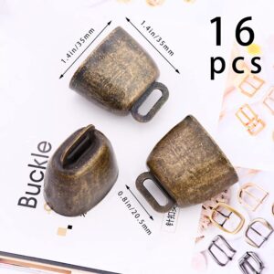 16PCS Vintage Style Metal Cow Bell, Cowbell for Grazing Cattle, Horses and Sheep, Animal Anti-Lost Accessories Bell,Often Used in Festive Cheering Loudly Calling Bell (Brass)