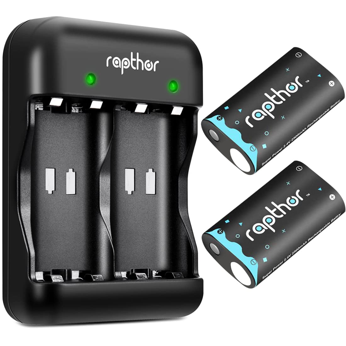 Rapthor Xbox Controller Battery Pack Rechargeable for Xbox One/Xbox Series X/Xbox One S/Xbox One X/Xbox One Elite, 2x2500 mAh Xbox One Batteries Kit with Charger (2 Batteries + Charger)