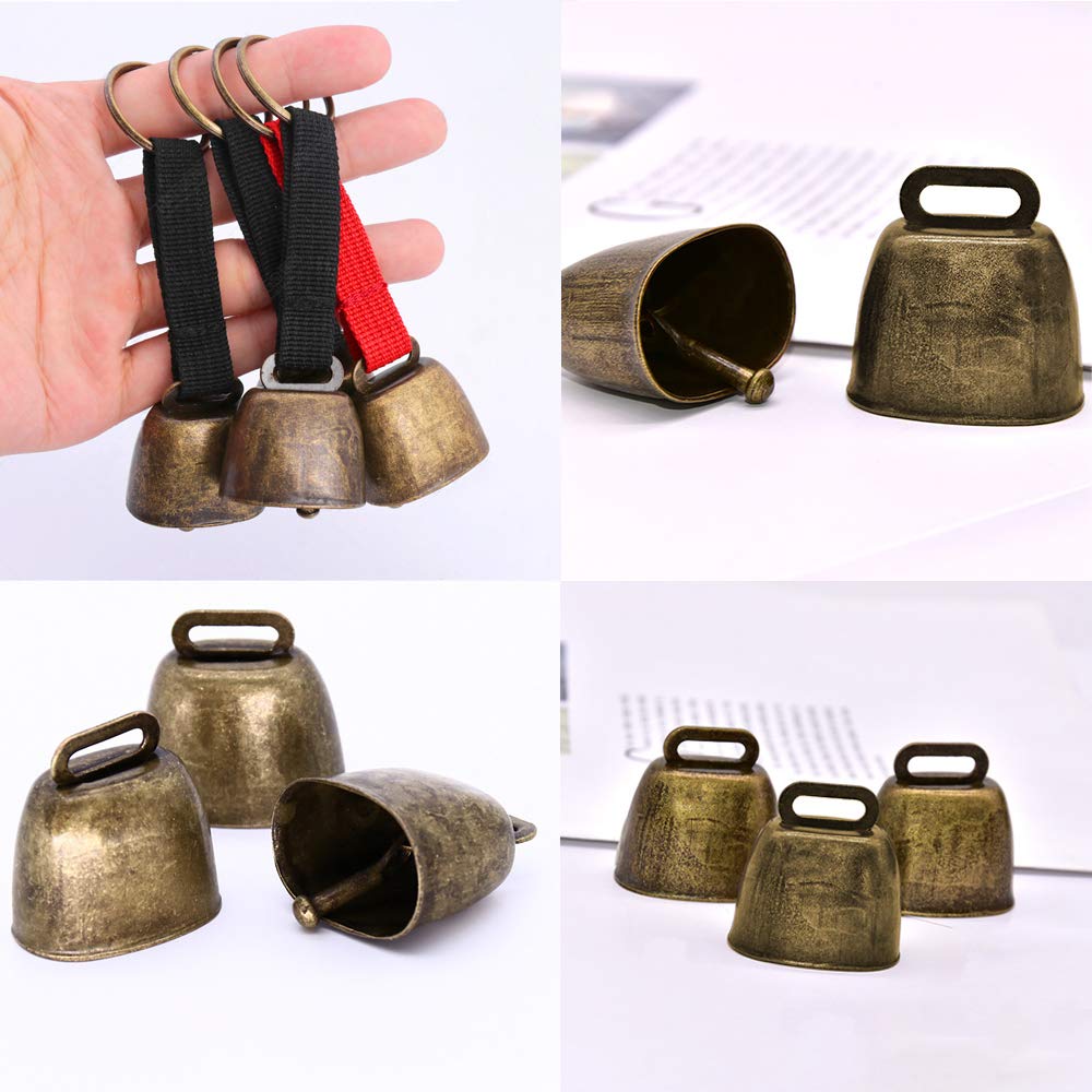 16PCS Vintage Style Metal Cow Bell, Cowbell for Grazing Cattle, Horses and Sheep, Animal Anti-Lost Accessories Bell,Often Used in Festive Cheering Loudly Calling Bell (Brass)