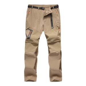 camofoxin men's hiking pants outdoor convertible quick dry fishing pants & shorts (khaki, 30w x 30l)