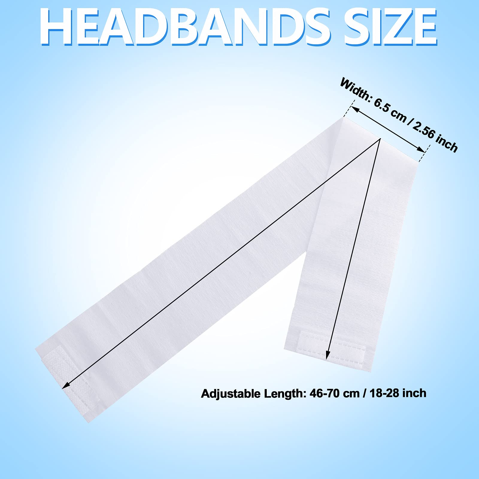 WILLBOND 90 Pieces Disposable Facial Headbands Spa Stretch Non Woven Facial Hair Band Skin Care Headbands with Soft Convenient Closure for Women Salons (White)