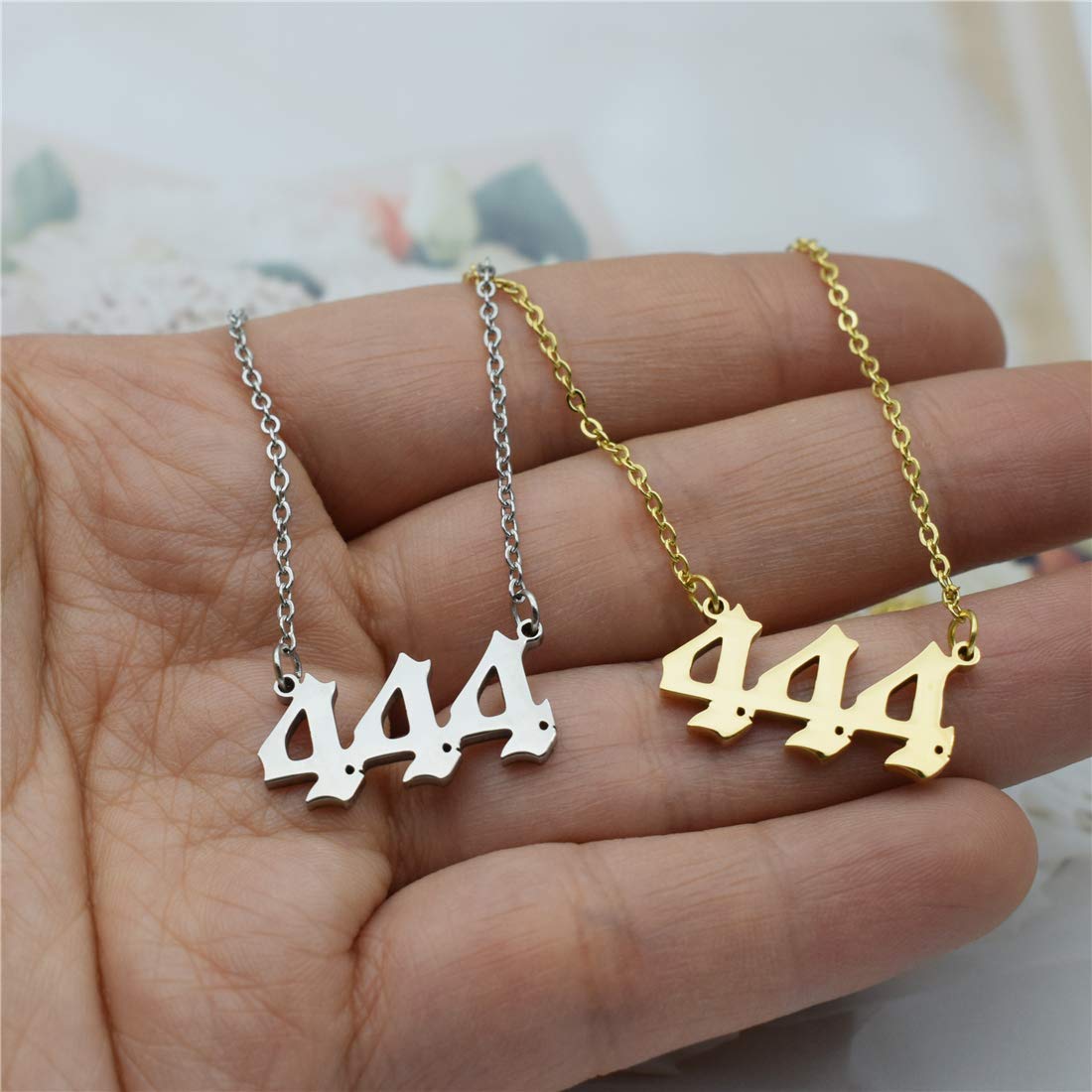 HUTINICE Angel Number Necklace, 444 Necklace Gold Dainty Choker Lucky Numbers Pendant Numerology Minimalist Women Jewelry (444-Gold)