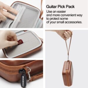 COOZOOM Guitar Pick Holder Case Compatible for Fender, ChromaCast, D'Addario, JIM DUNLOP, Bolopick, UNLP MUSICAL INSTRUMENT Guitar Accessories, All Size Picks Storage Pouch Box-Bag Brown