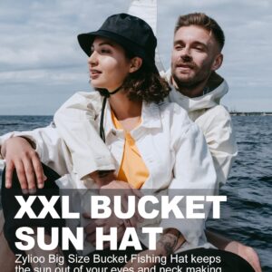 Zylioo XX-Large Reversible Bucket Hat,Oversize Summer Travel Bucket Hats,Wearable Sun Hat for Big Heads 25"-26"