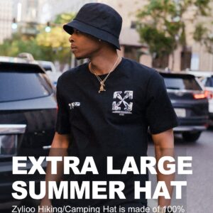 Zylioo XX-Large Reversible Bucket Hat,Oversize Summer Travel Bucket Hats,Wearable Sun Hat for Big Heads 25"-26"