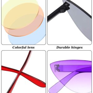 Weewooday 15 Pairs Candy Colored Rimless Sunglasses Cat Eye Colored Transparent Sunglasses for Women Men