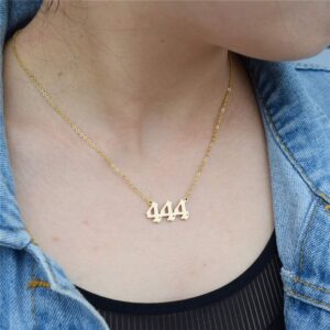 HUTINICE Angel Number Necklace, 444 Necklace Gold Dainty Choker Lucky Numbers Pendant Numerology Minimalist Women Jewelry (444-Gold)