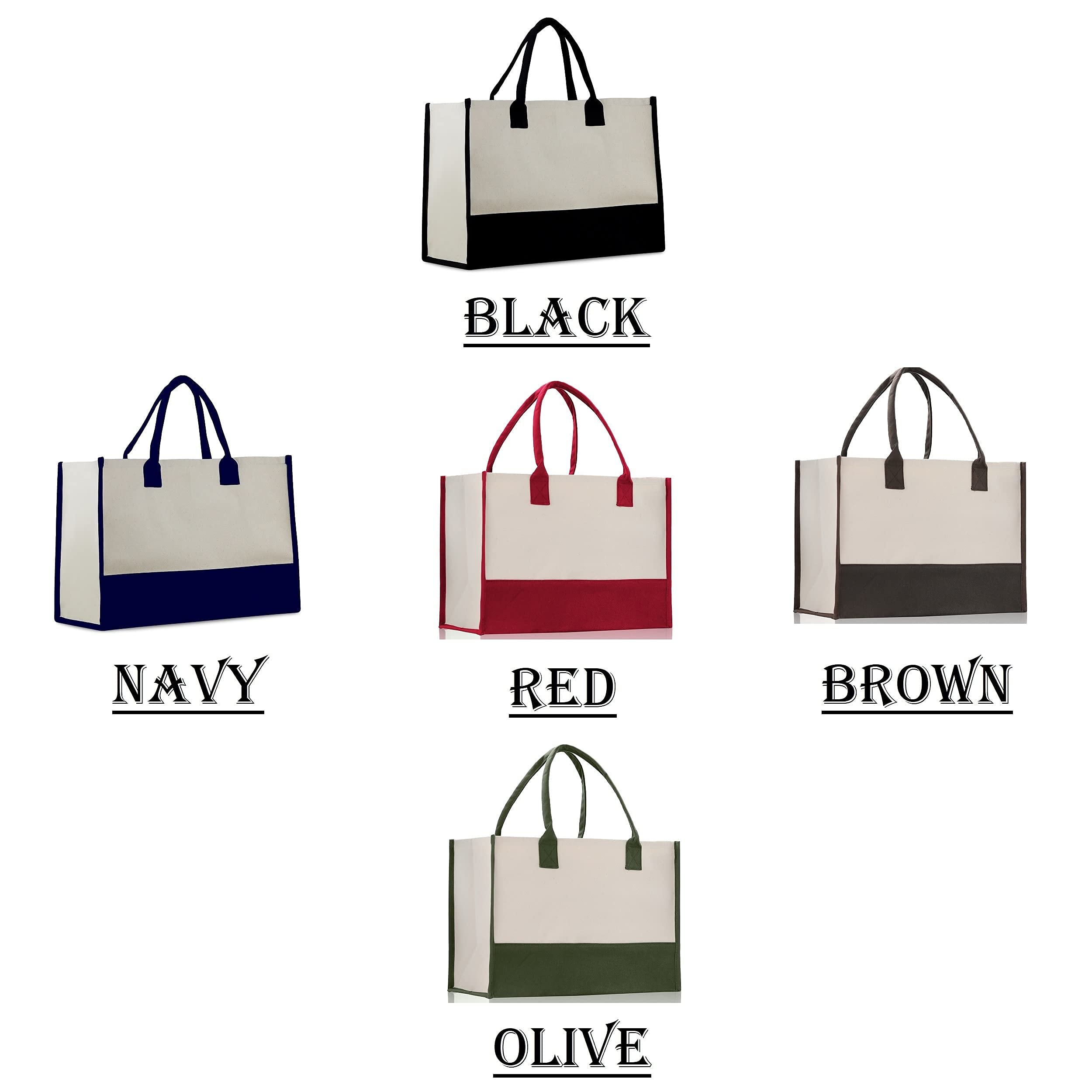 VANESSA ROSELLA Personalized 100% Cotton Canvas Chic Tote Bag (Olive)