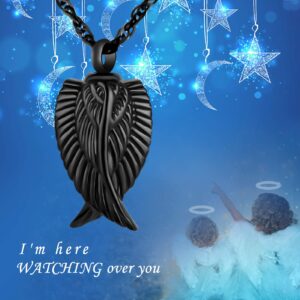 XIUDA Angel Wing Cremation Necklace for Ashes Memorial Urn Pendant Jewelry for Ashes-I'm here WATCHING over you