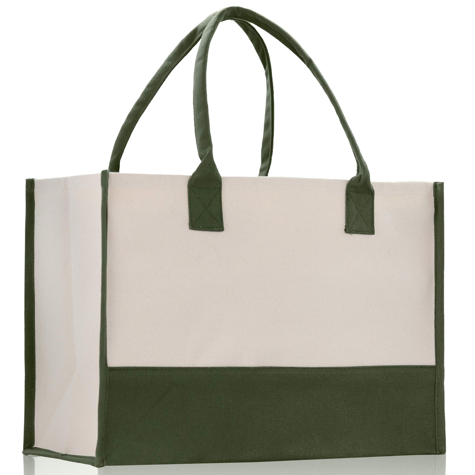 VANESSA ROSELLA Personalized 100% Cotton Canvas Chic Tote Bag (Olive)