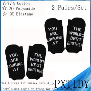 PXTIDY 2 Pairs Funny Brother Socks Awesome Brother Gifts World's Best Brother Crew Socks Gift for Big Brother Best Brother Ever Gift(BEST BROTHER)