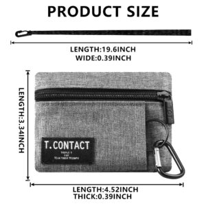 T.CONTACT Lanyard Pouch Coin Purse Wallets Hoodswop Id Holder Keychain Zip Id Case Card Holder Wallet for Men Women Boys Girl Men Change Purses Mens Coin Pouch (Gray, 1.0)